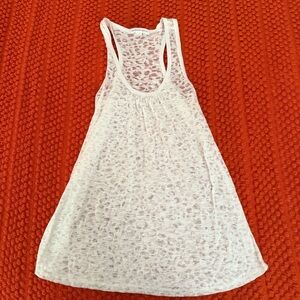 Women's White Sheer Leopard Burnout Racerback Tank Top